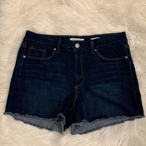 Jessica Simpson Uptown High Rise stretch denim shorts raw hem 29